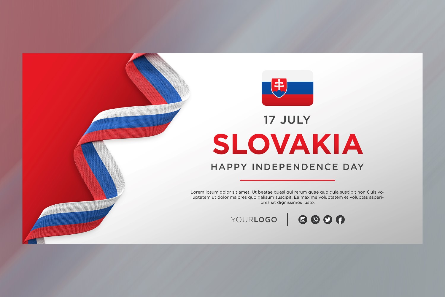 Slovakia National Independence Day Celebration Banner, National Anniversary