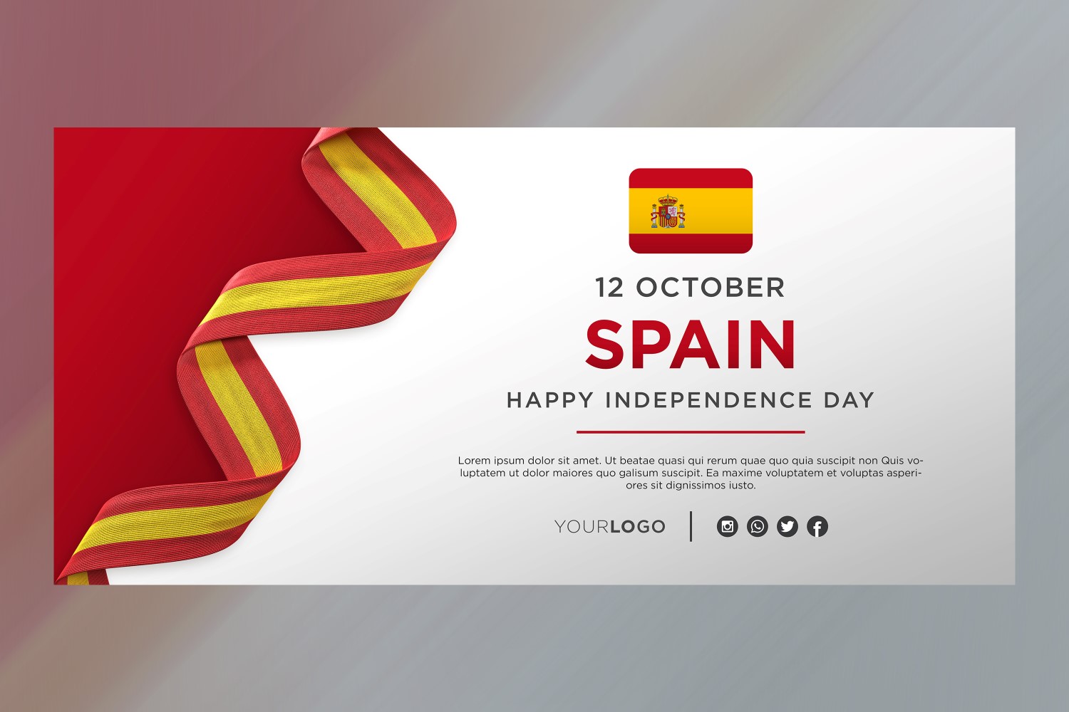 Spain National Independence Day Celebration Banner, National Anniversary