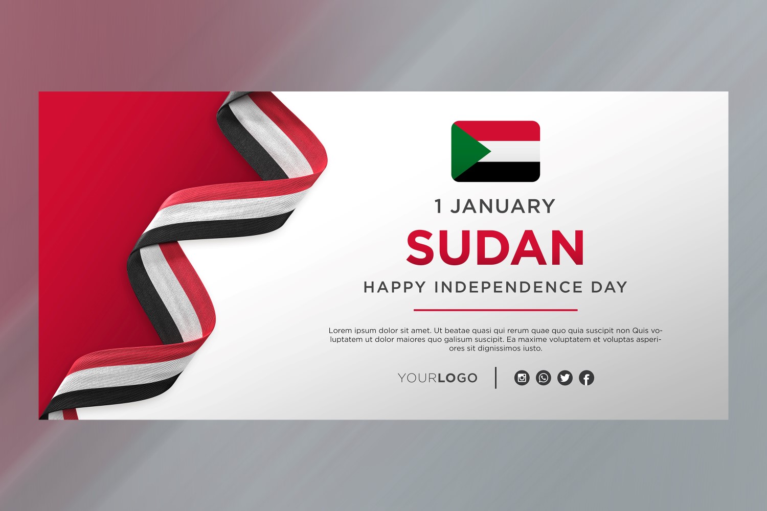 Sudan National Independence Day Celebration Banner, National Anniversary