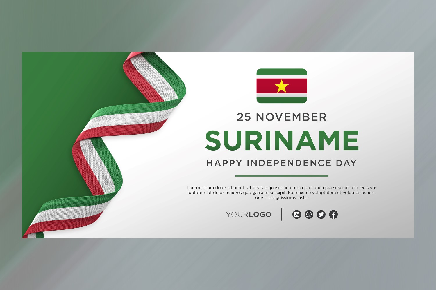 Suriname National Independence Day Celebration Banner, National Anniversary