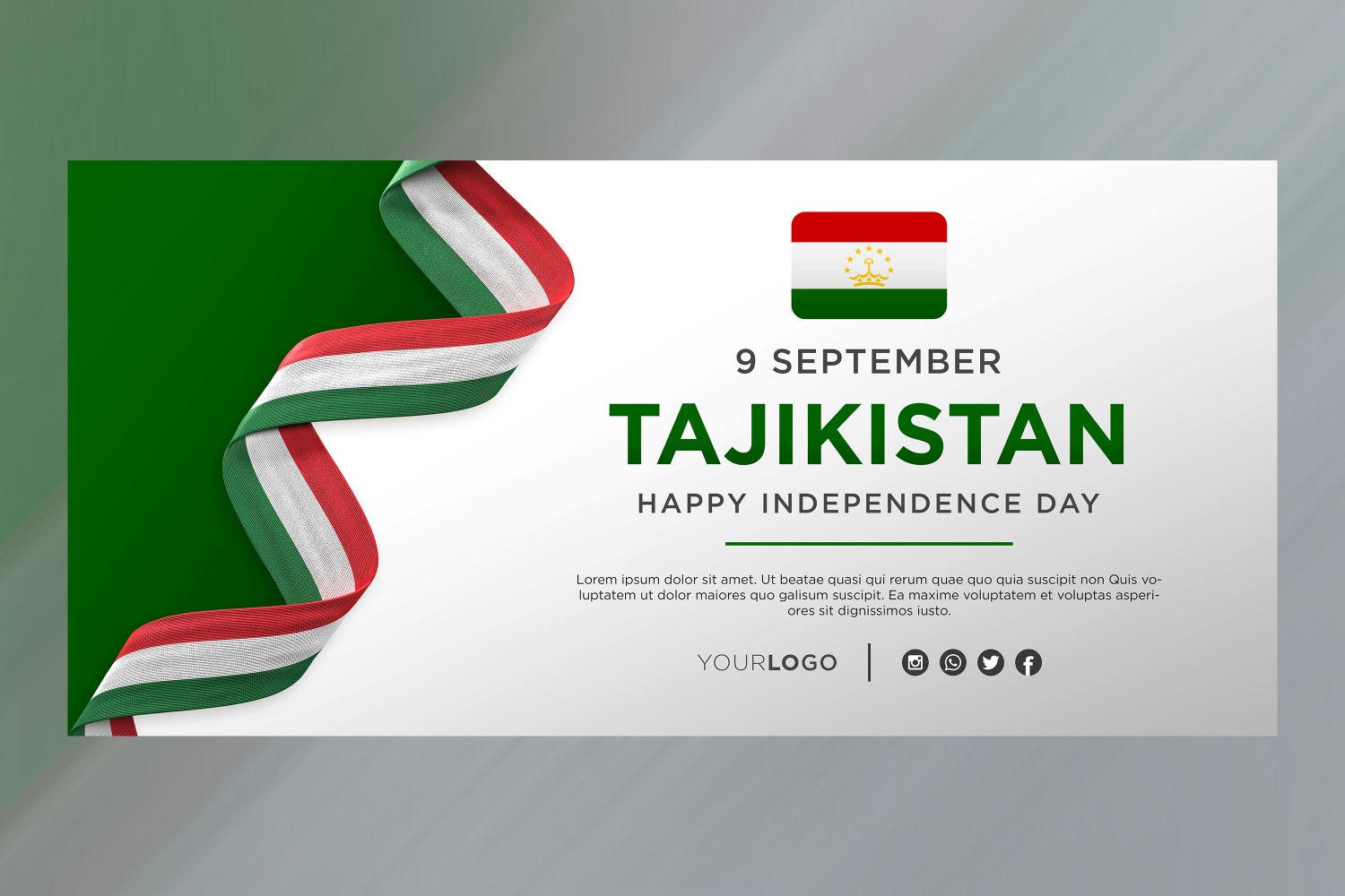 Tajikistan National Independence Day Celebration Banner, National Anniversary