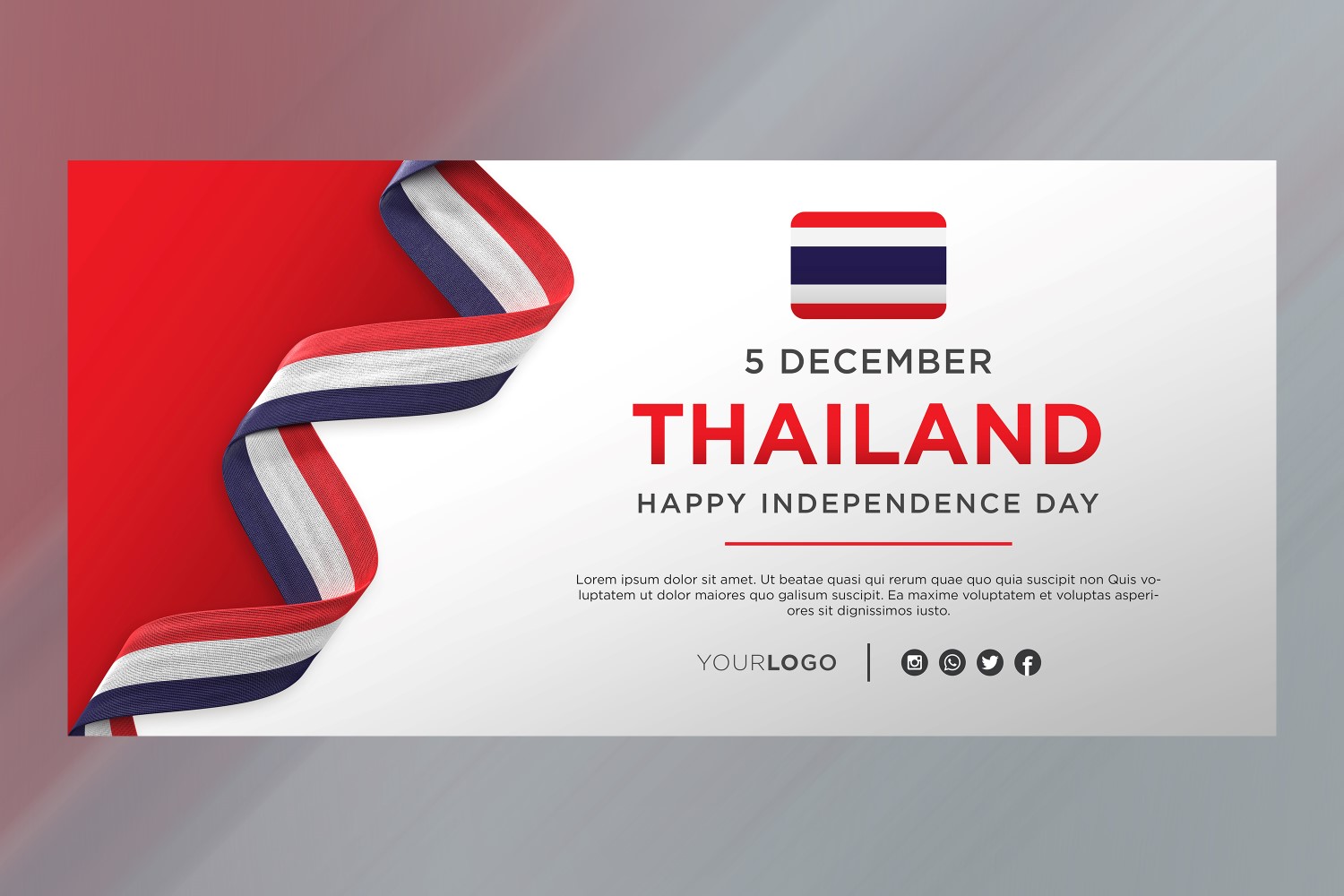 Thailand National Independence Day Celebration Banner, National Anniversary