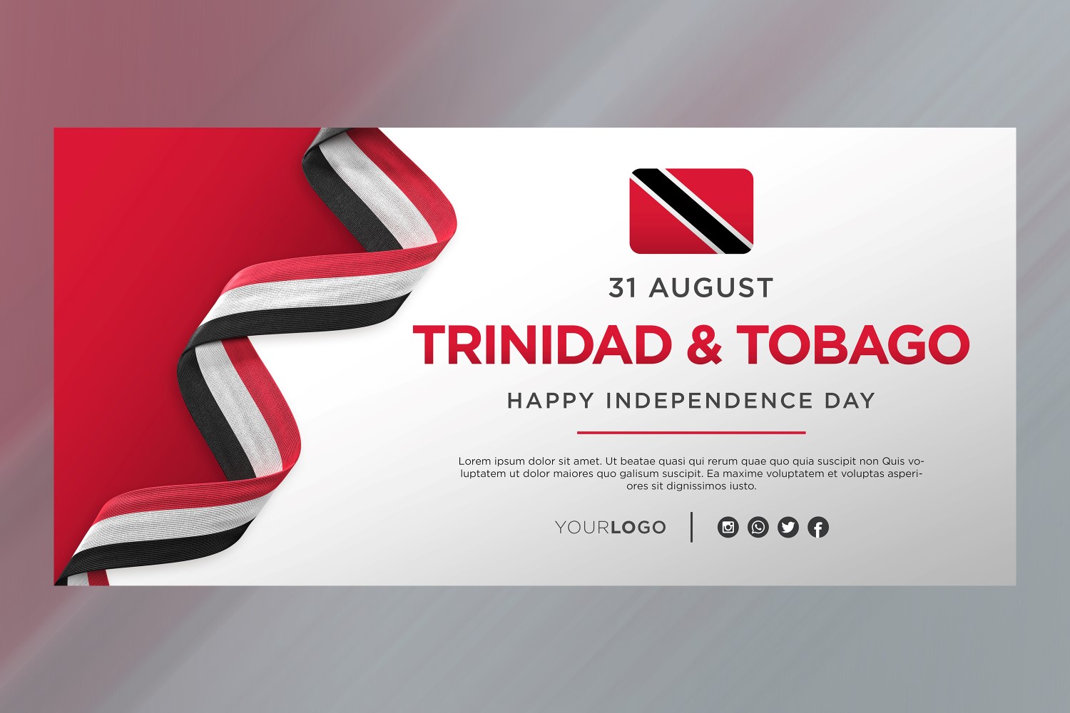 Trinidad and Tobago National Independence Day Celebration Banner, National Anniversary.