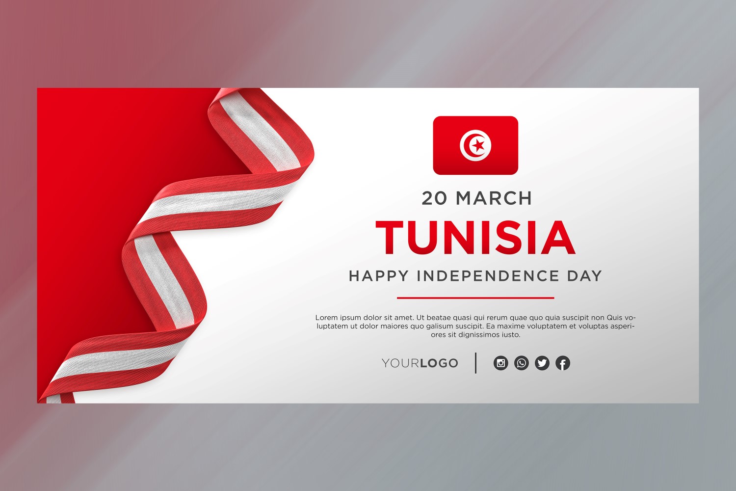 Tunisia National Independence Day Celebration Banner, National Anniversary