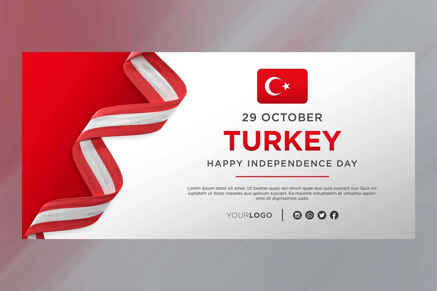 Turkey National Independence Day Celebration Banner, National Anniversary