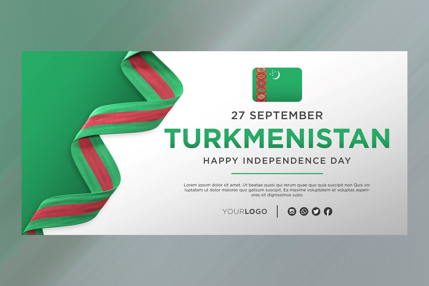 Turkmenistan National Independence Day Celebration Banner, National Anniversary