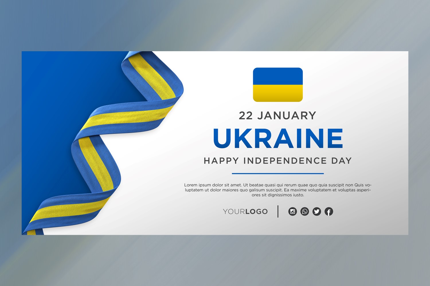 Ukraine National Independence Day Celebration Banner, National Anniversary