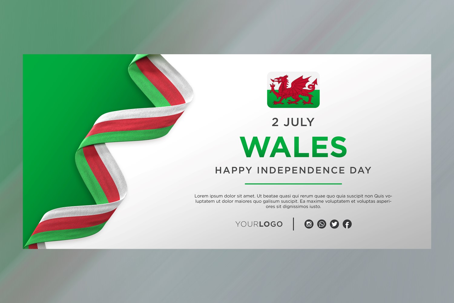 wales National Independence Day Celebration Banner, National Anniversary