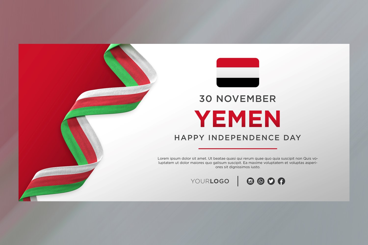 Yemen National Independence Day Celebration Banner, National Anniversary