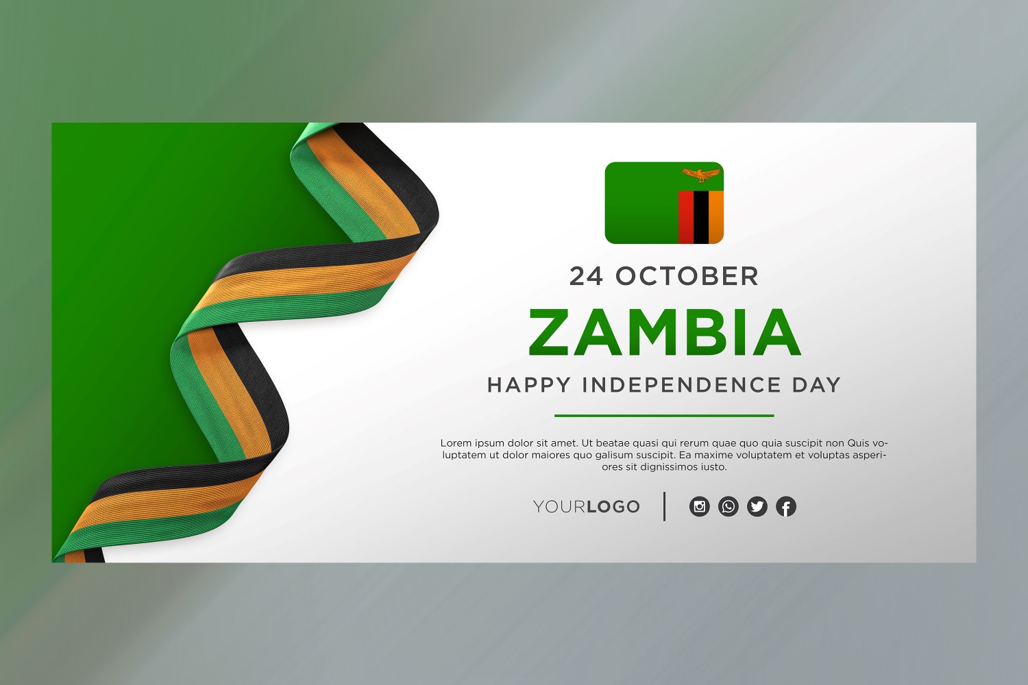 Zambia National Independence Day Celebration Banner, National Anniversary