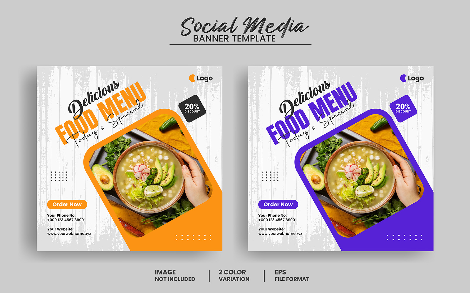 Food menu and restaurant social media banner template