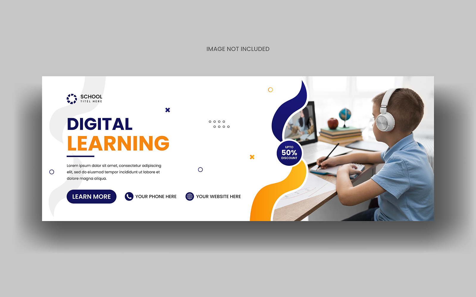 Digital learning education social media cover banner template
