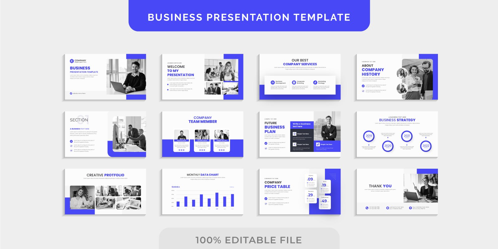 Minimal Modern Creative business Corporate Marketing Agency Slides Presentation Template