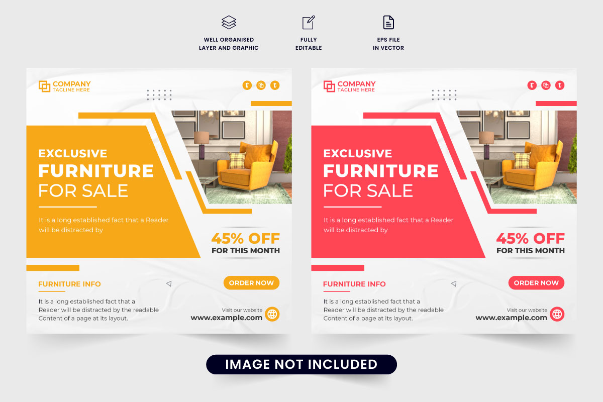 Furniture store promotion template vector