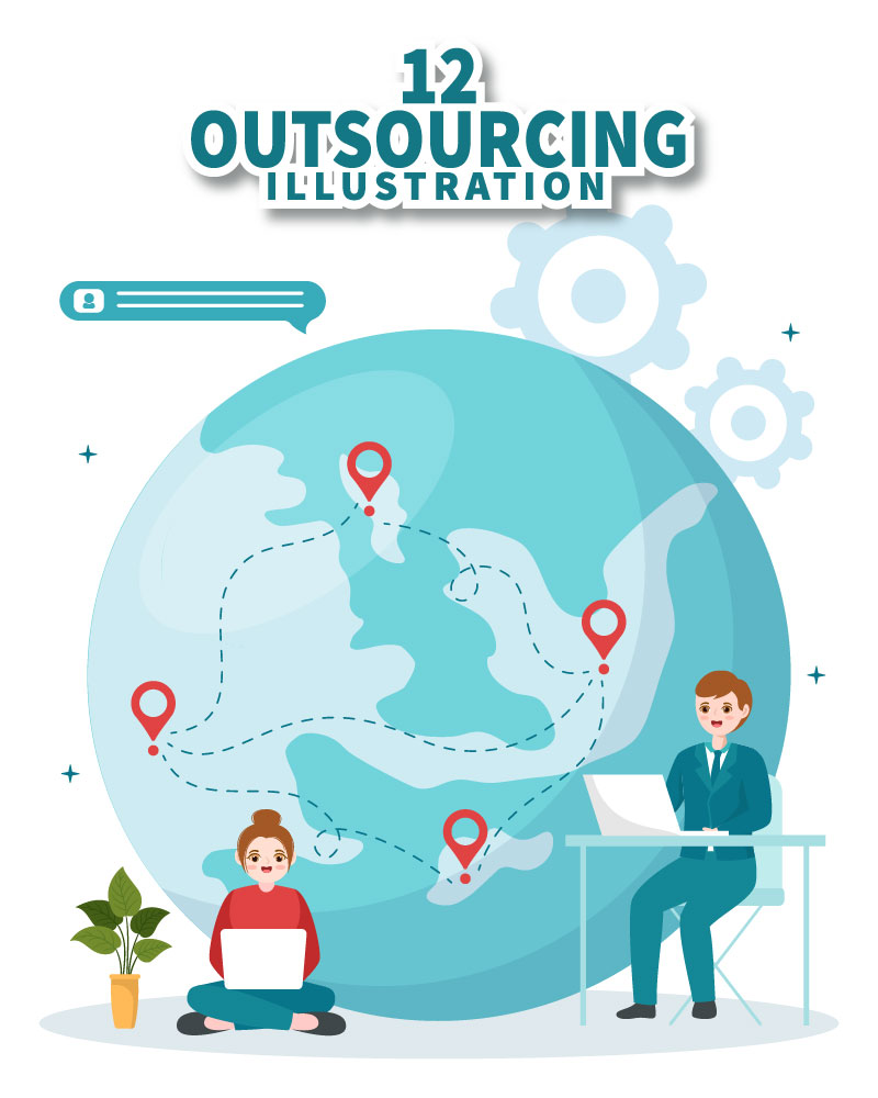 12 Outsourcing Business Illustration