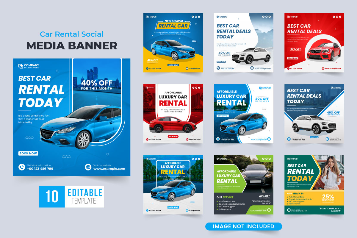 Car rental social media post bundle