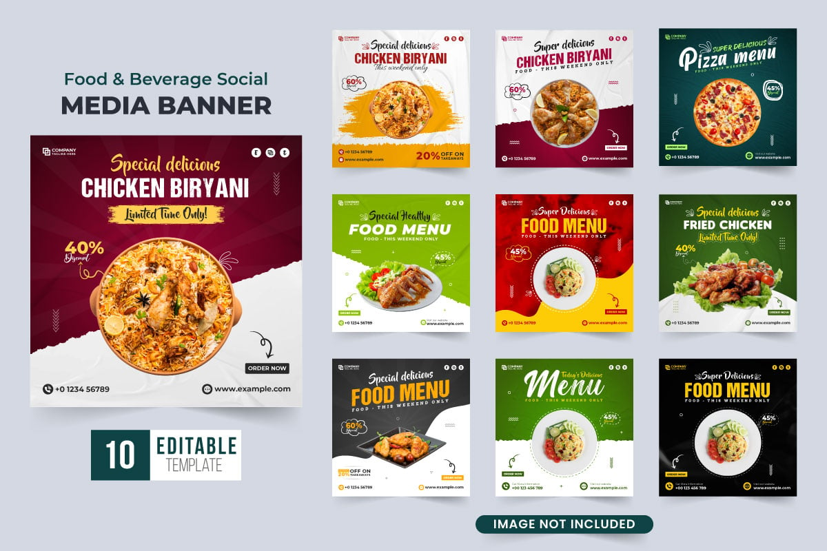 Food and beverage template bundle vector