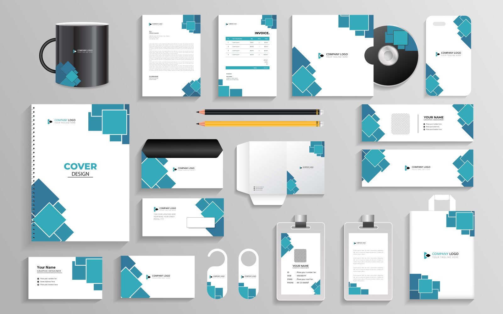 Office stationery items and Corporate branding identity Template for industrial  vector