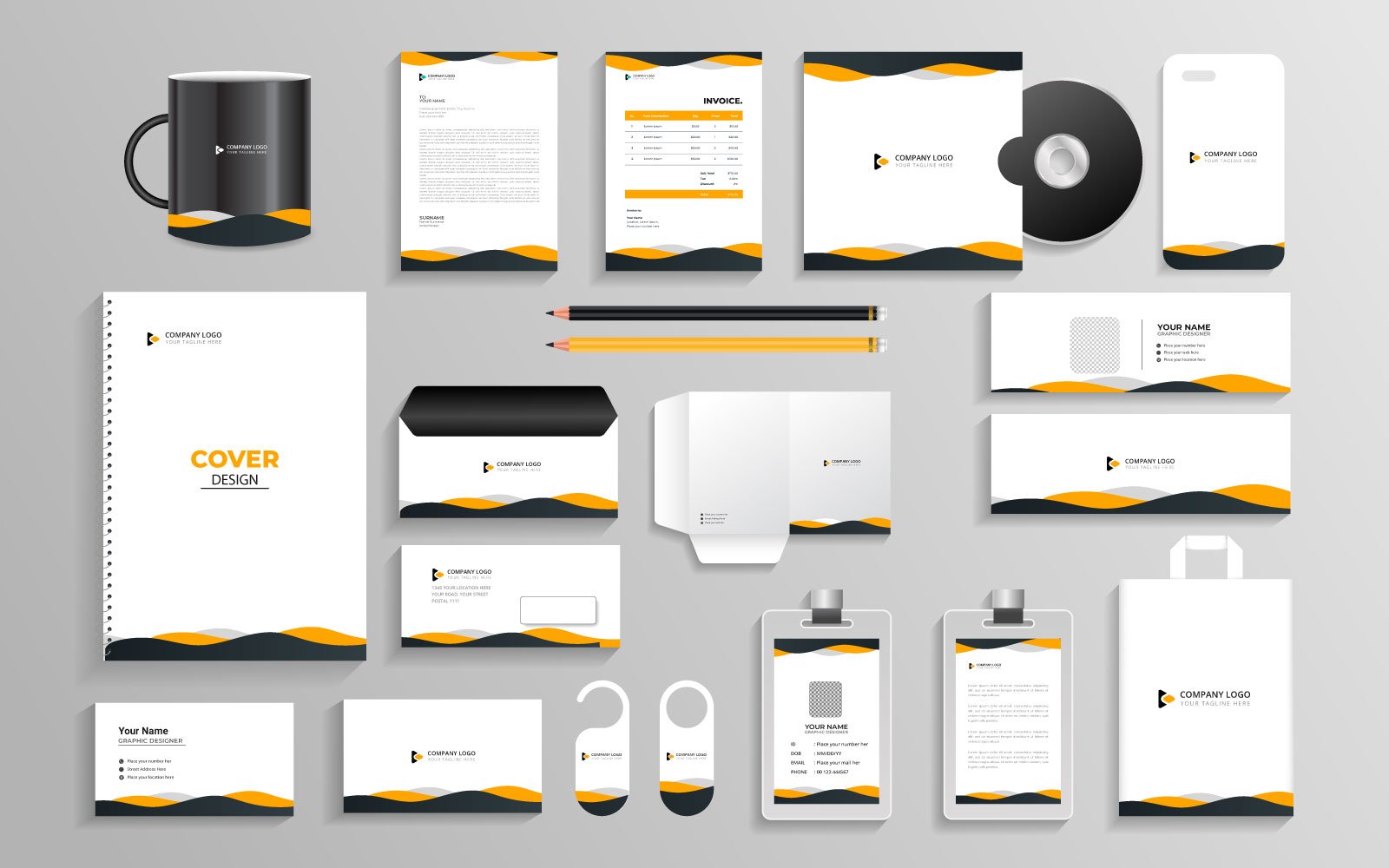 Office stationery items and Corporate branding identity Template for industrial vector