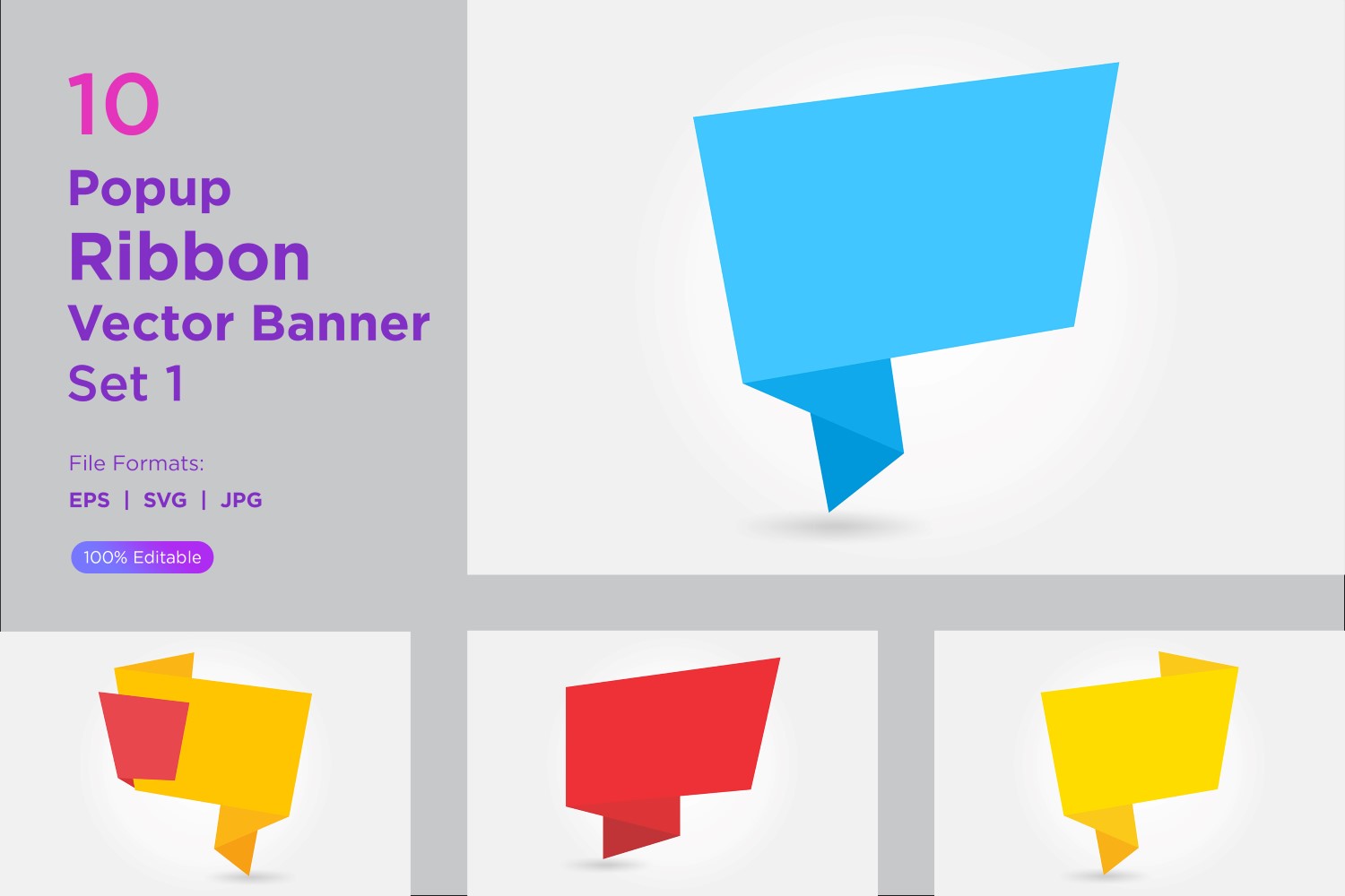 Popup Ribbon Vector Banner Set 1