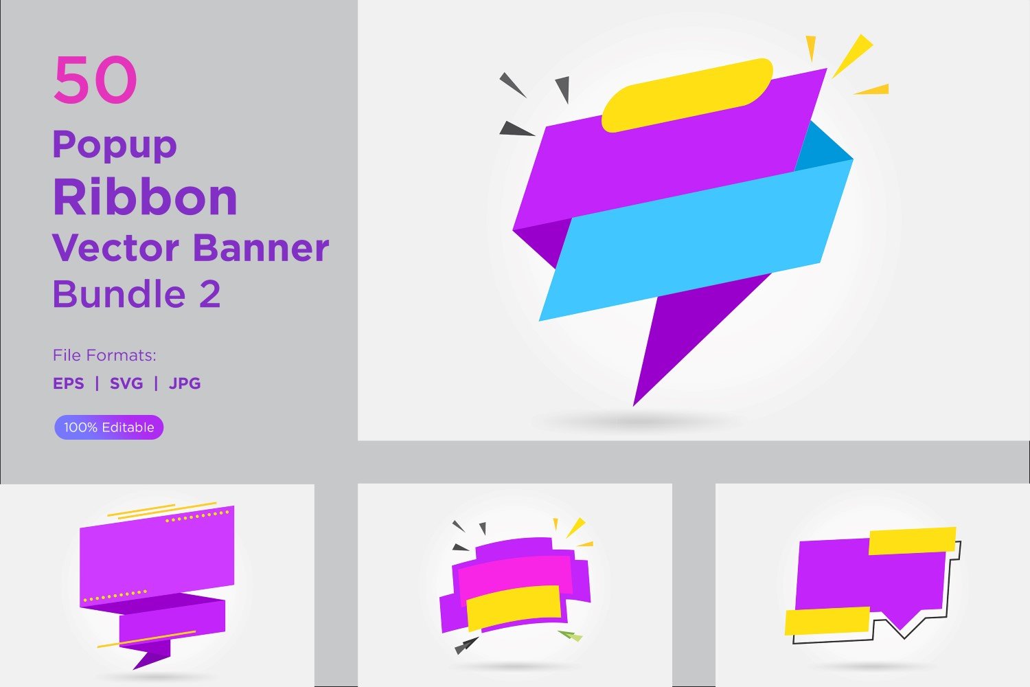 Popup Ribbon Vector Banner Bundle 2