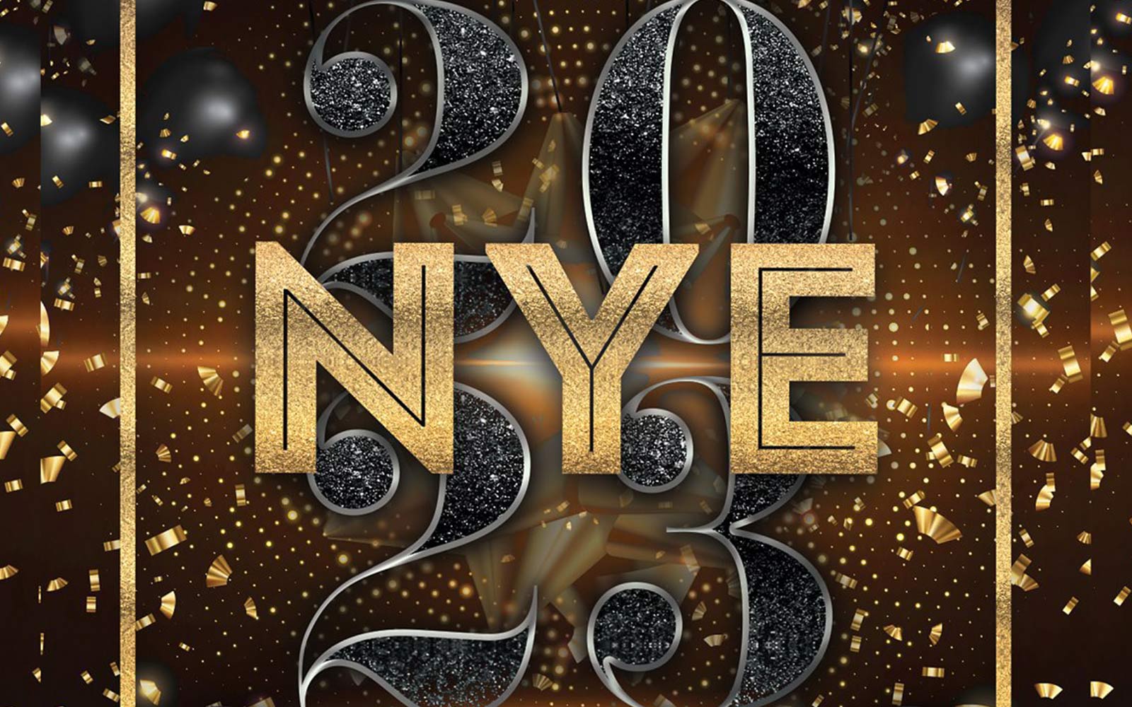 Happy New Year Eve Dark Feel Flyer 2023 Design Template Black-Gold