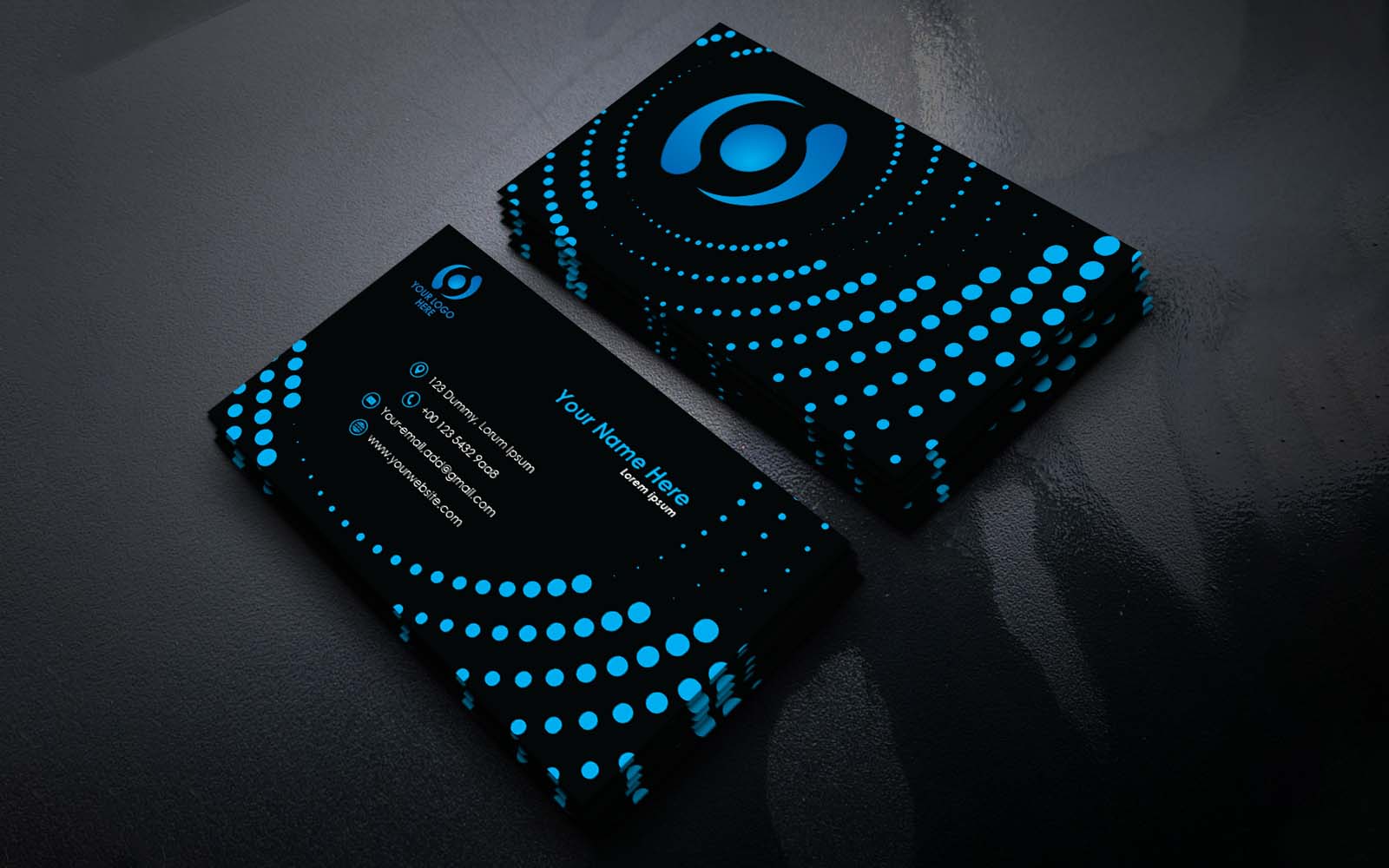 Professional and Creative Black and Blue Business Card Design -  Corporate Identity