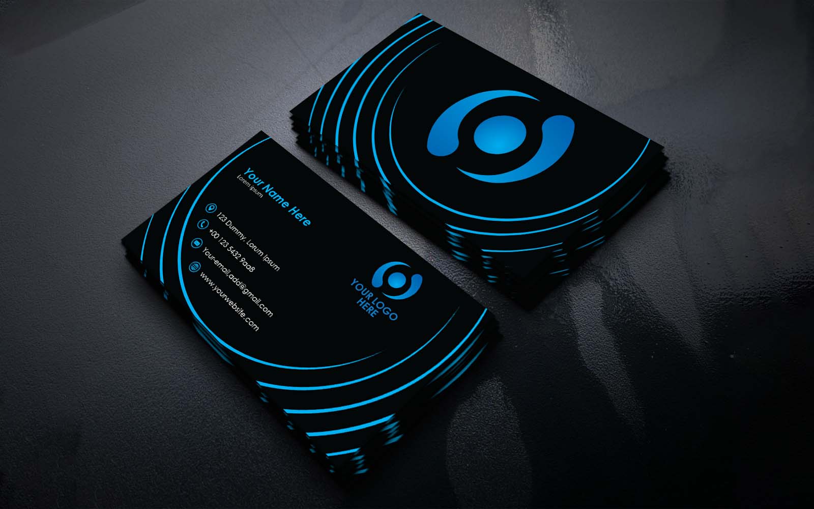 Creative Black and Blue Business Card Design -  Corporate Identity