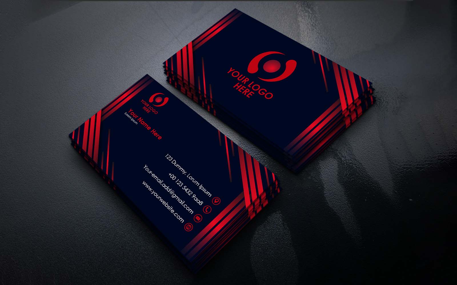 Luxury Black and Red Business Card Design -  Corporate Identity