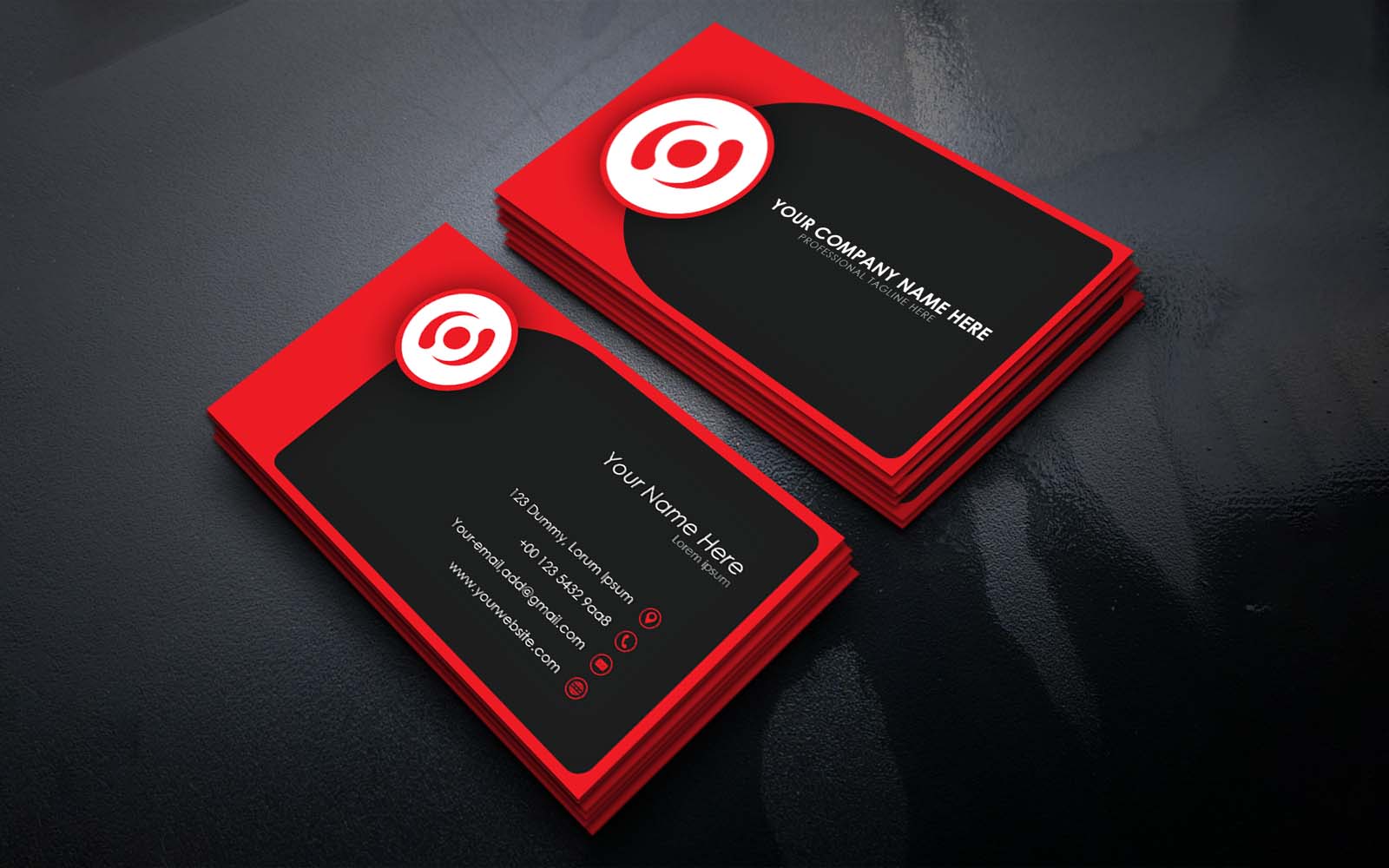 Creative And Modern Red Business Card Design -  Corporate Identity