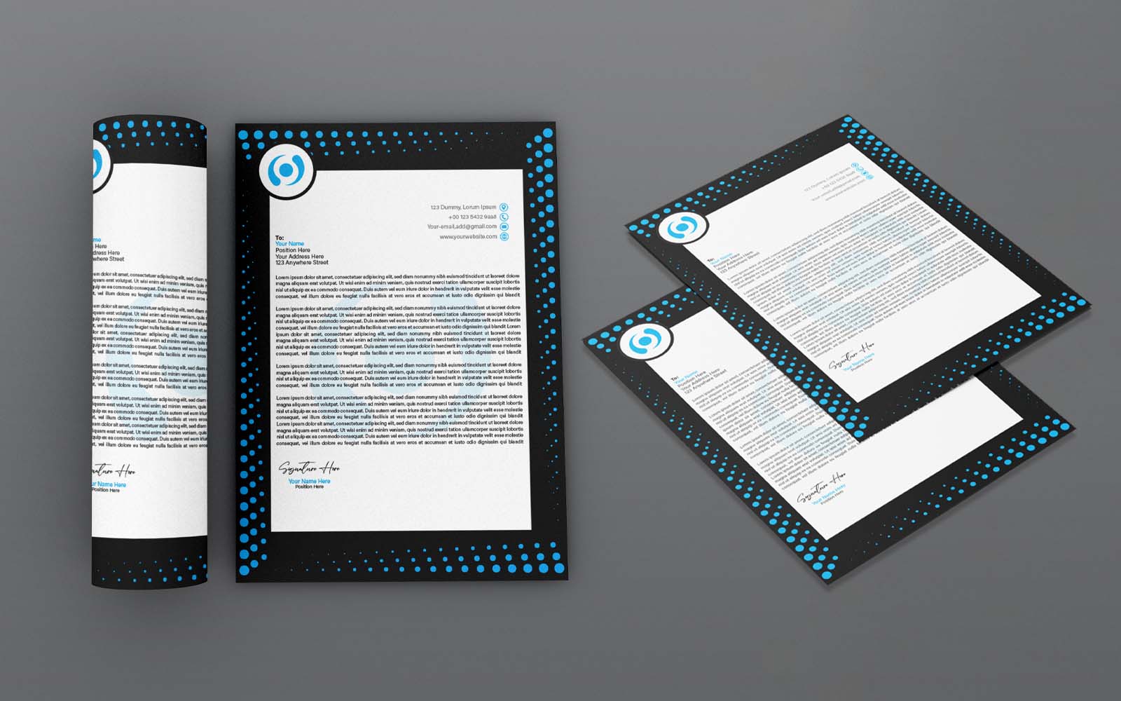 Luxury Blue And Black Company  Letterhead - Corporate Identity