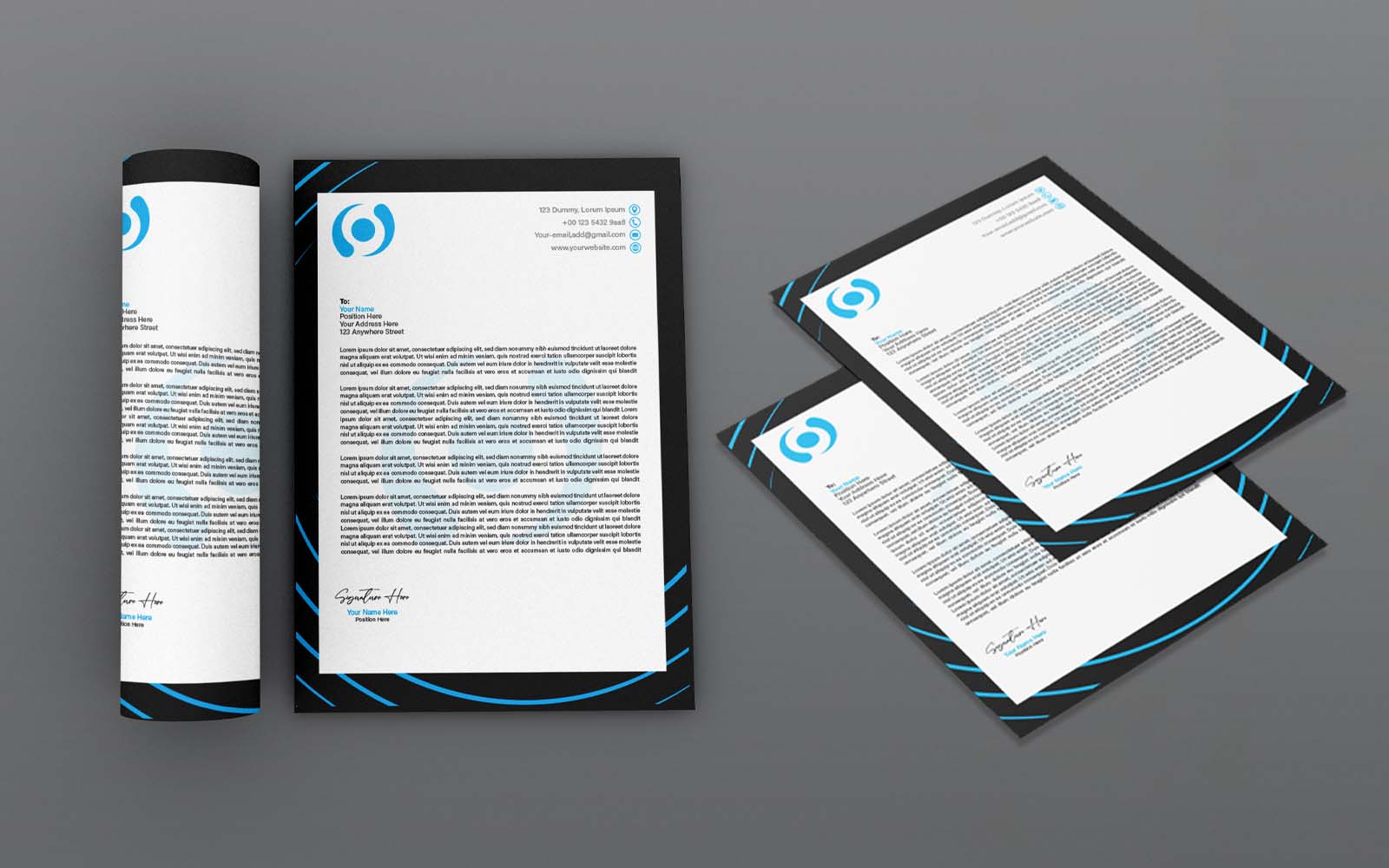 Professional Black Company Letterhead - Corporate Identity