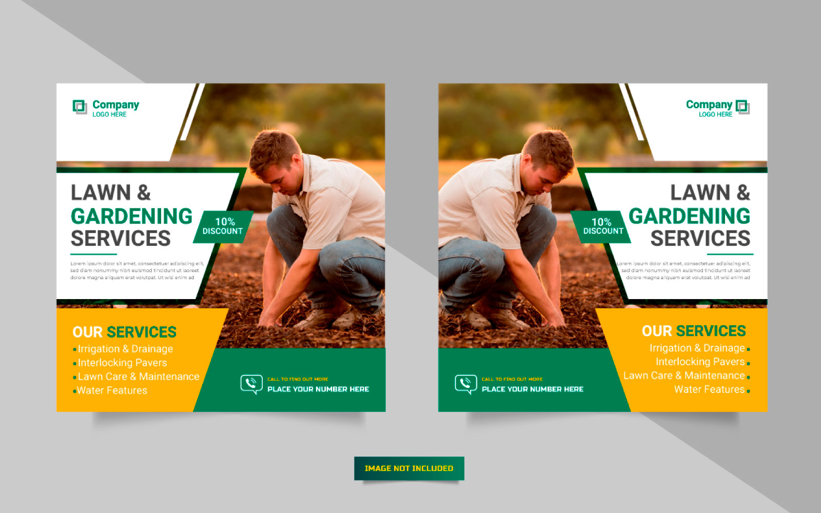 Agriculture service social media post banner or lawn mower gardening landscaping banner and flyer