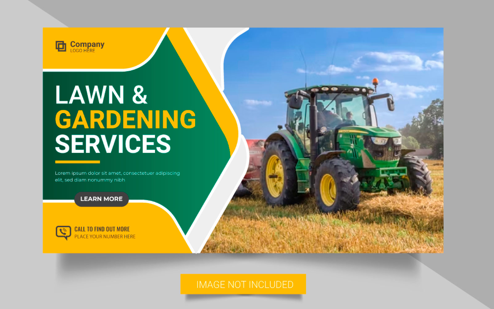 Agriculture service web banner  or lawn mower gardening social media post banner  design