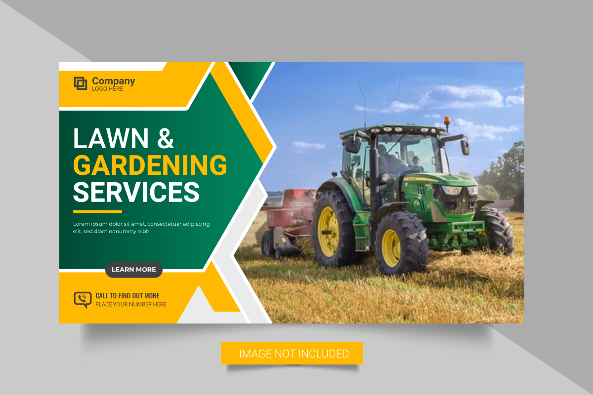 Agriculture service web banner  or lawn mower gardening social media post banner  concept
