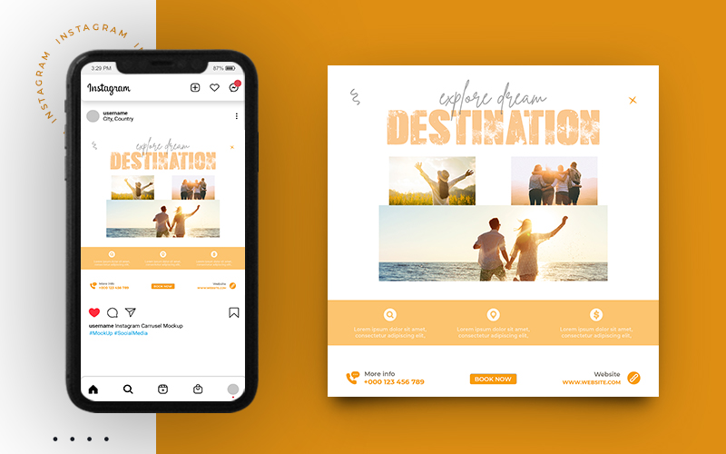 Tourism And Travel Social media Post Banner Template Design