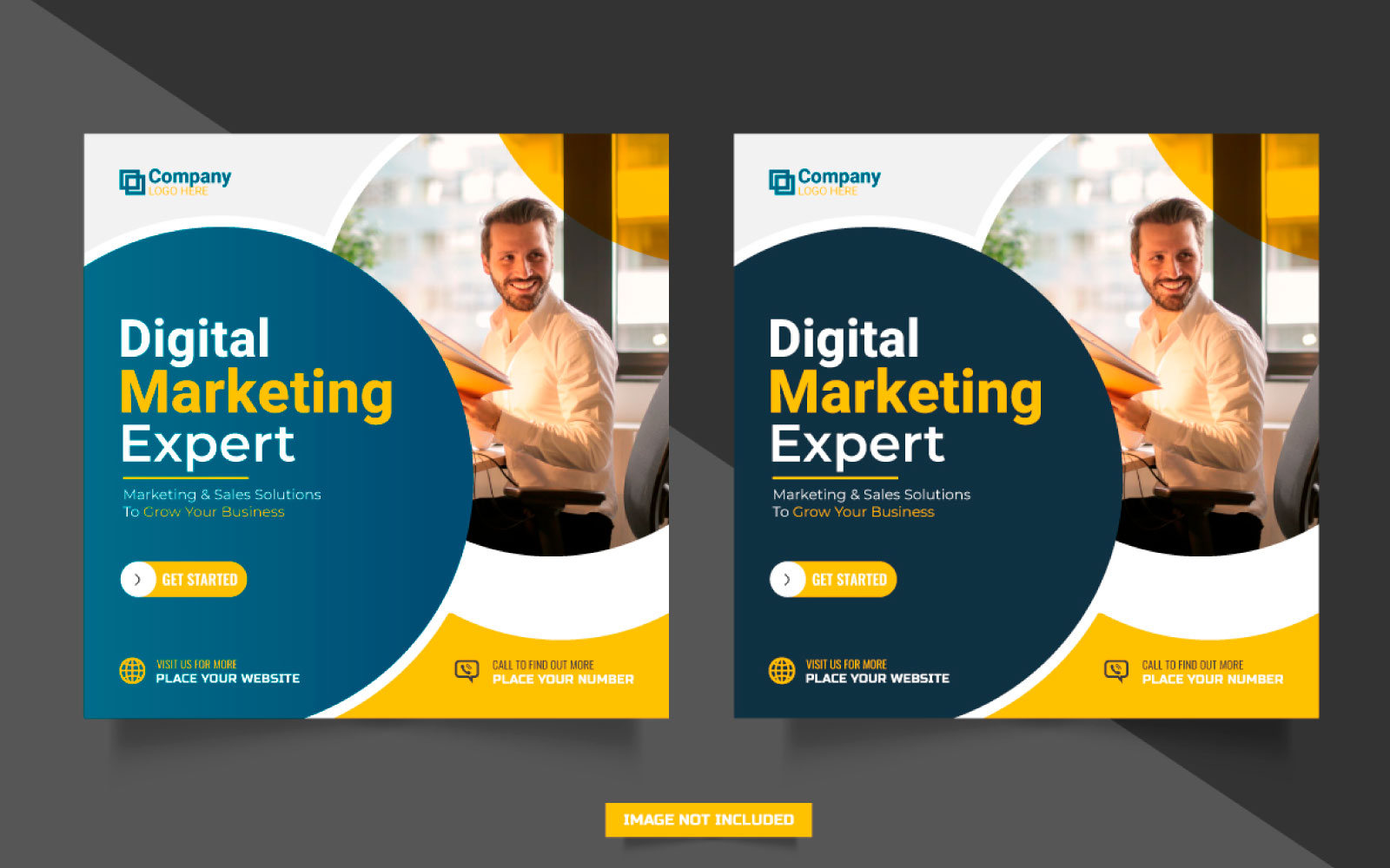 Digital marketing agency square flyer or social media post template illustration