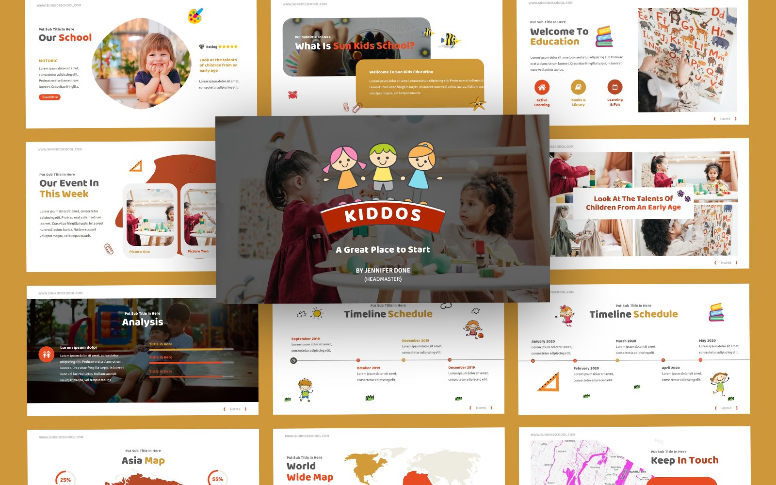 Kiddos Kindergarten School PowerPoint Template