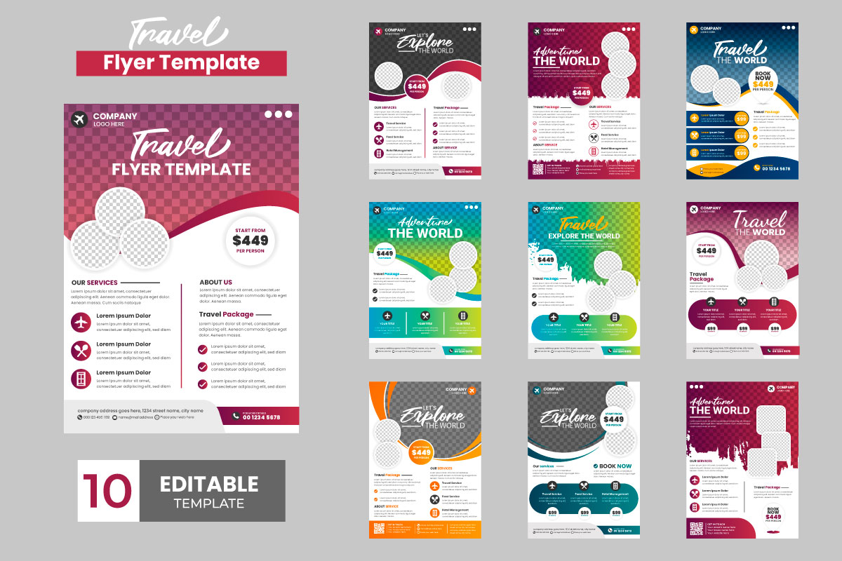 Travel agency  sale flyer set template  tour advertisement banner design. for travelling