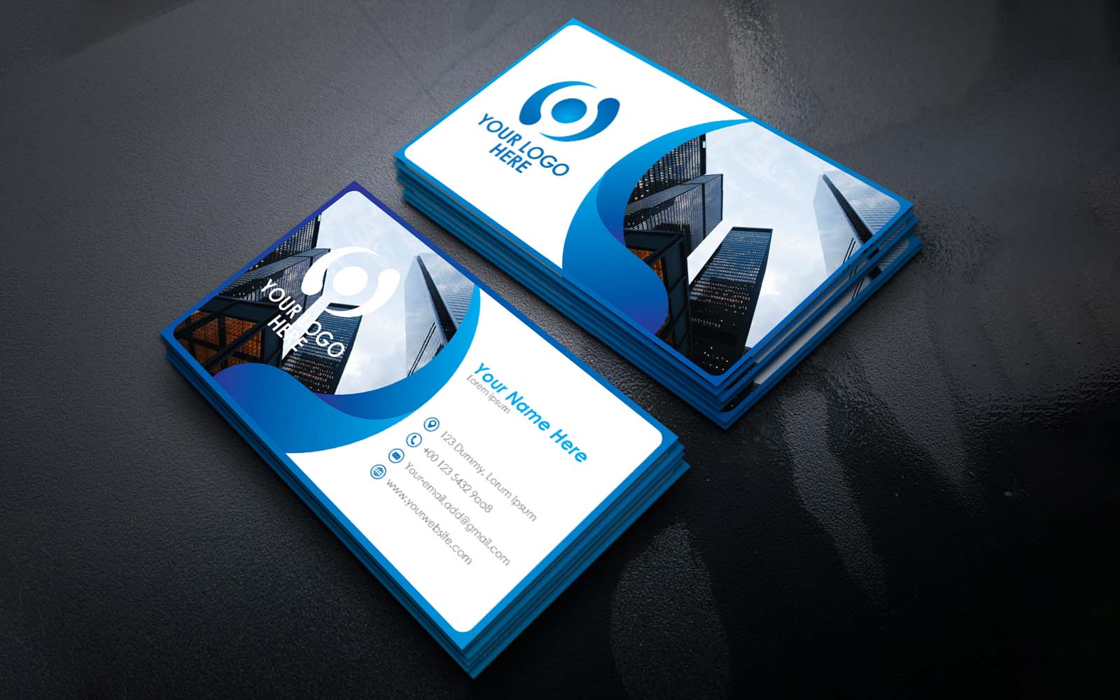 Creative And Modern Blue Business Card Design -  Corporate Identity