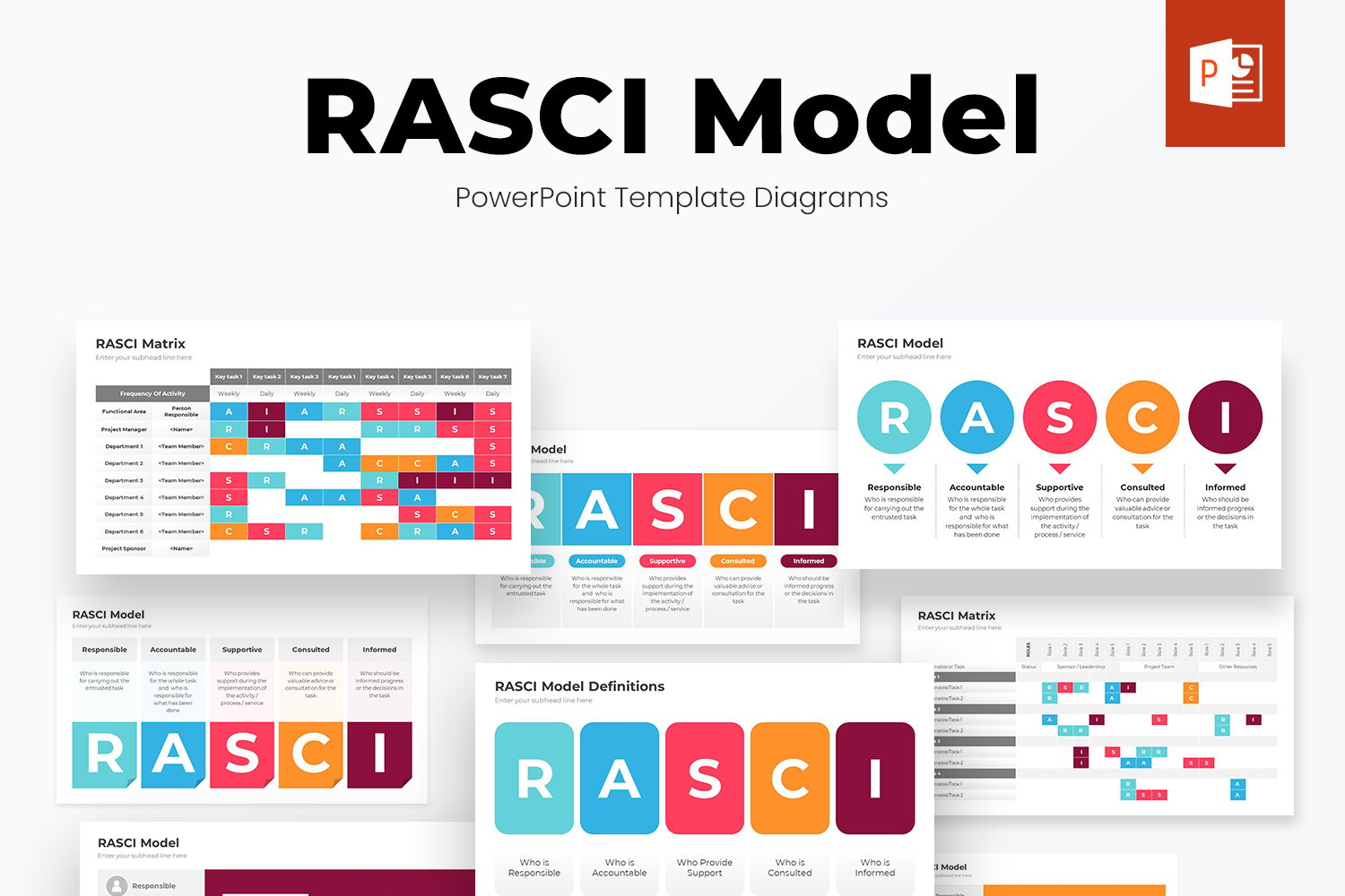 RASCI Model PowerPoint Template Diagrams