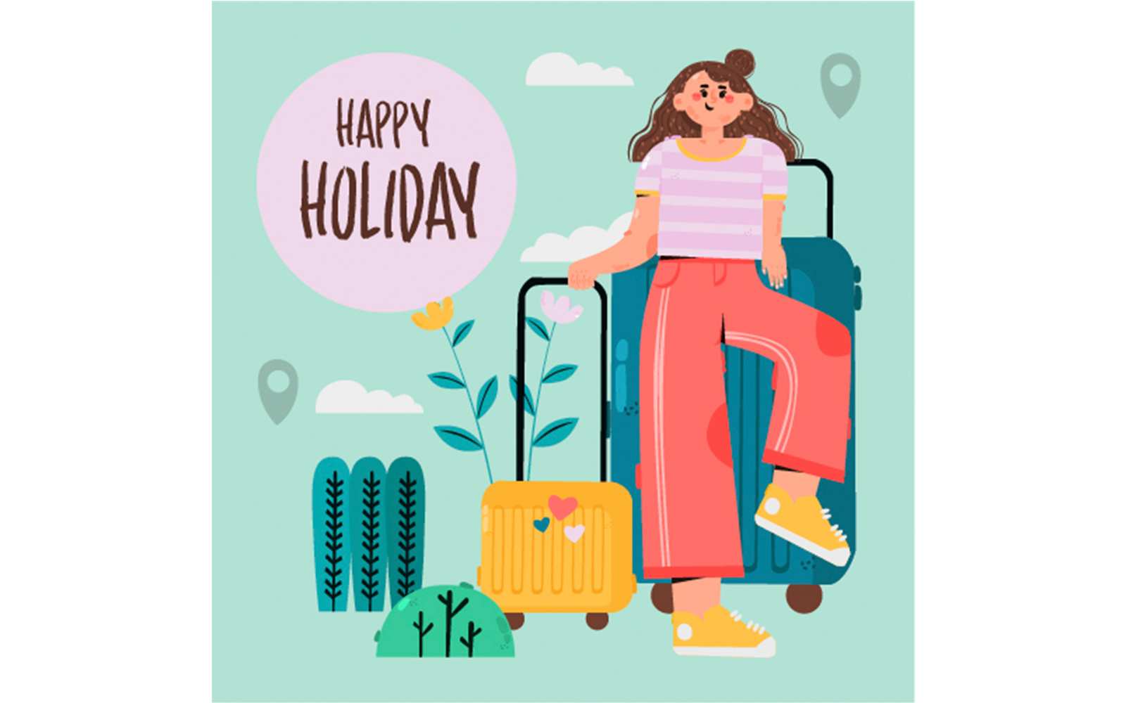 Travelling Girl Concept Illustration