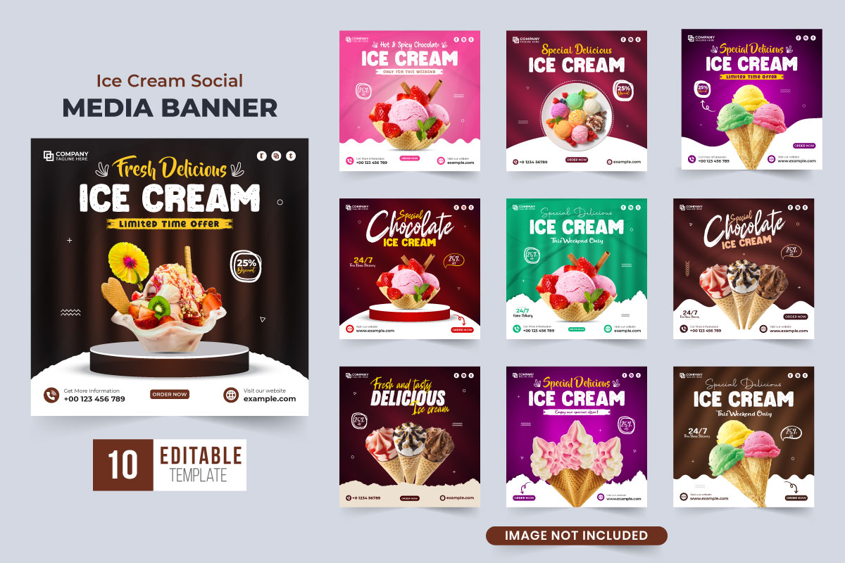 Ice cream social media post bundle