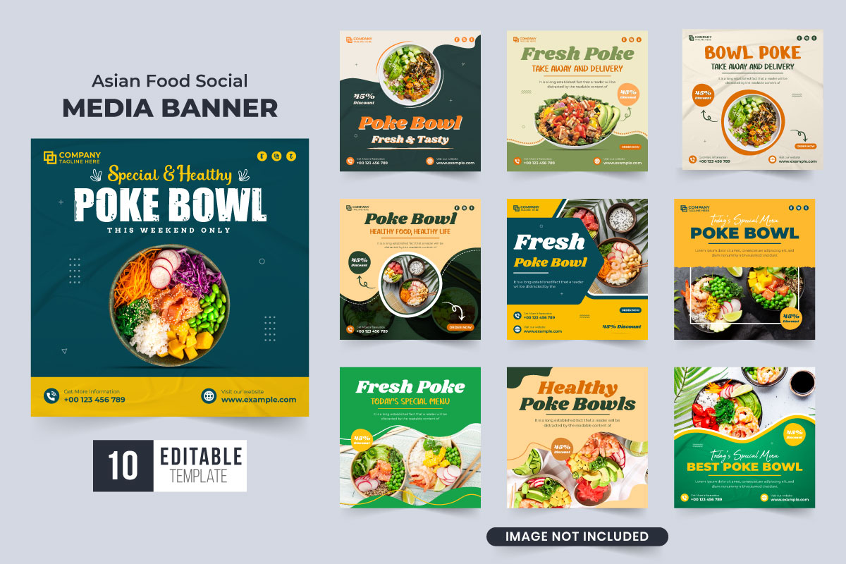 Food menu social media post bundle