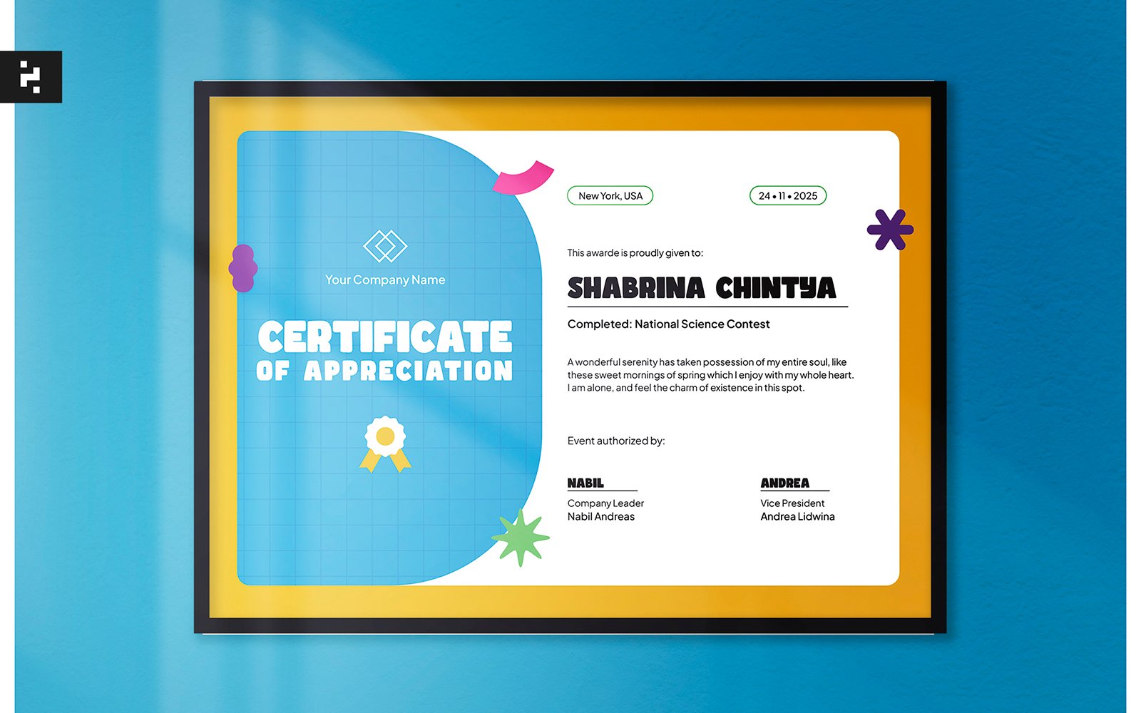 Modern Colorful Certificate Template