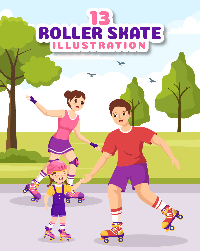 13 Riding Roller Skates Illustration