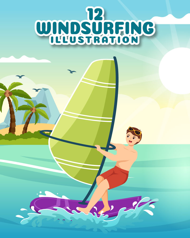 12 Windsurfing Sport Illustration