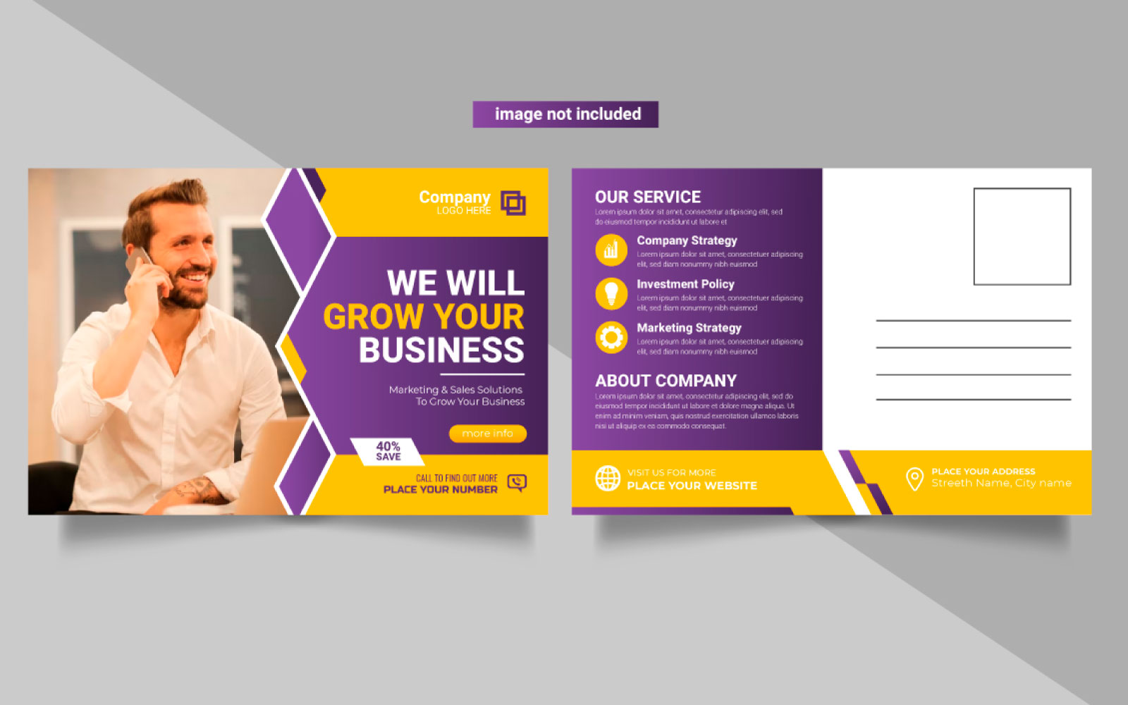 Corporate postcard design template. Postcard design template vector