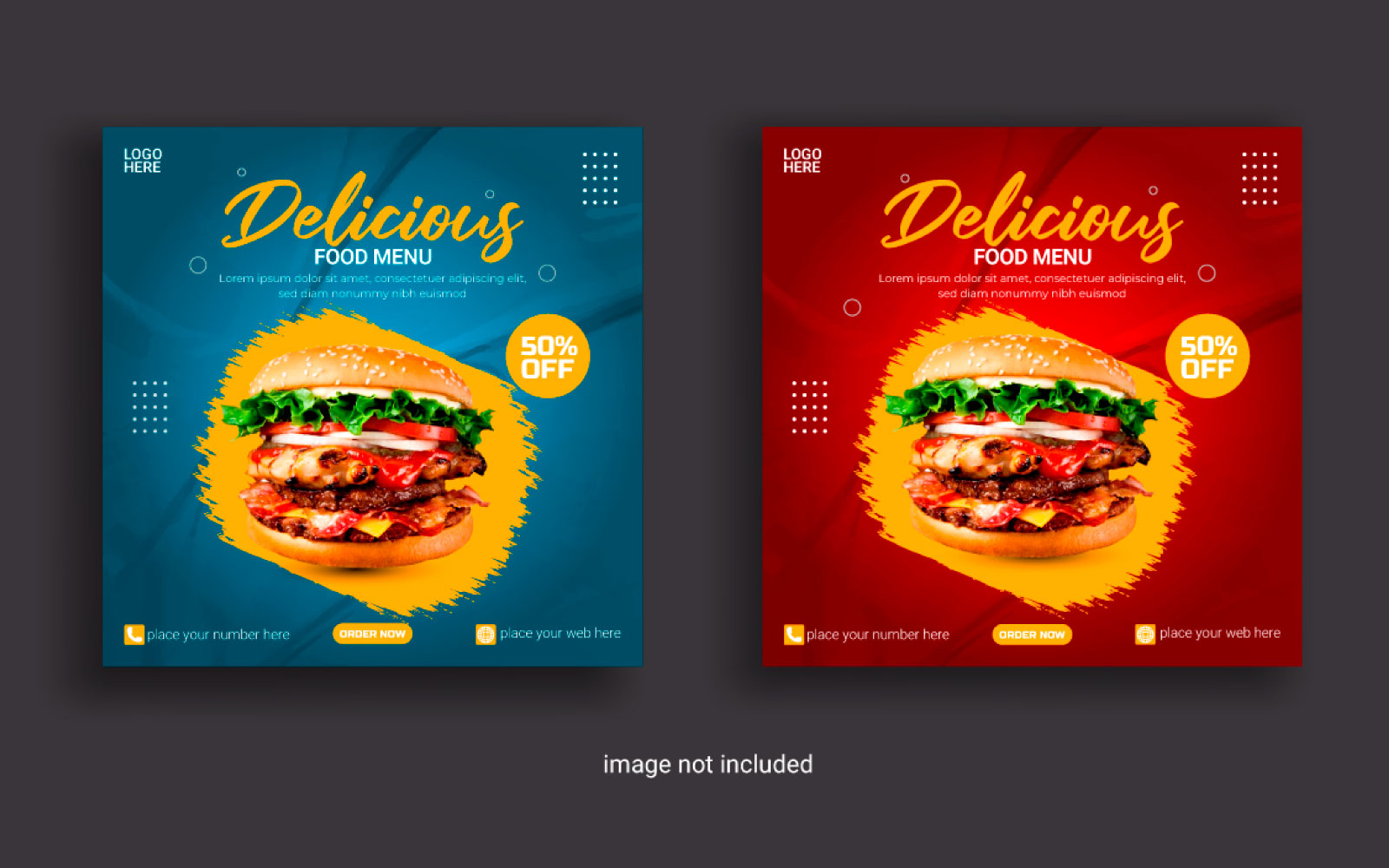 Food social media post for discount sale offer template design