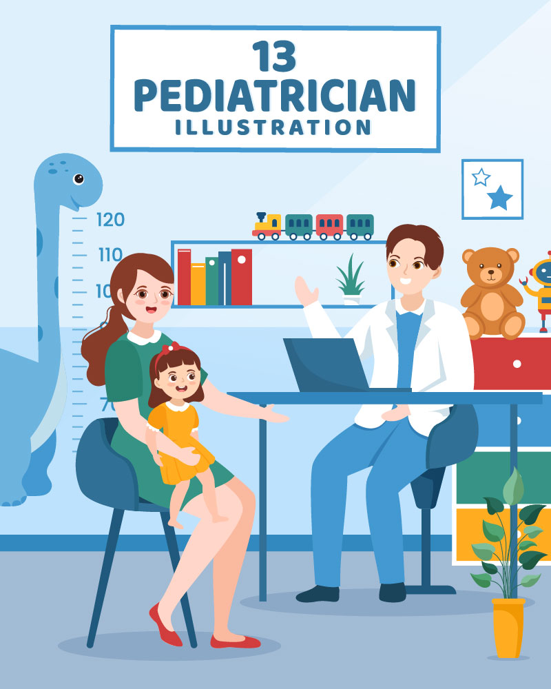 13 Pediatrician and Baby Illustration